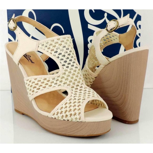 Lucky Brand Remyy Platform Wedge Sandals Natural Combo Size 10